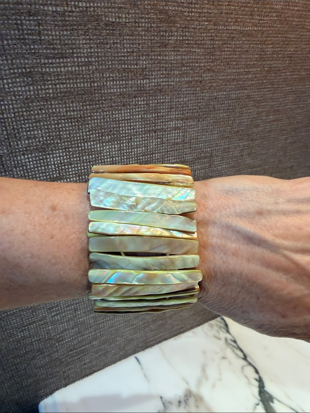 Iridescent Mother of Pearl Stretch Bracelet
